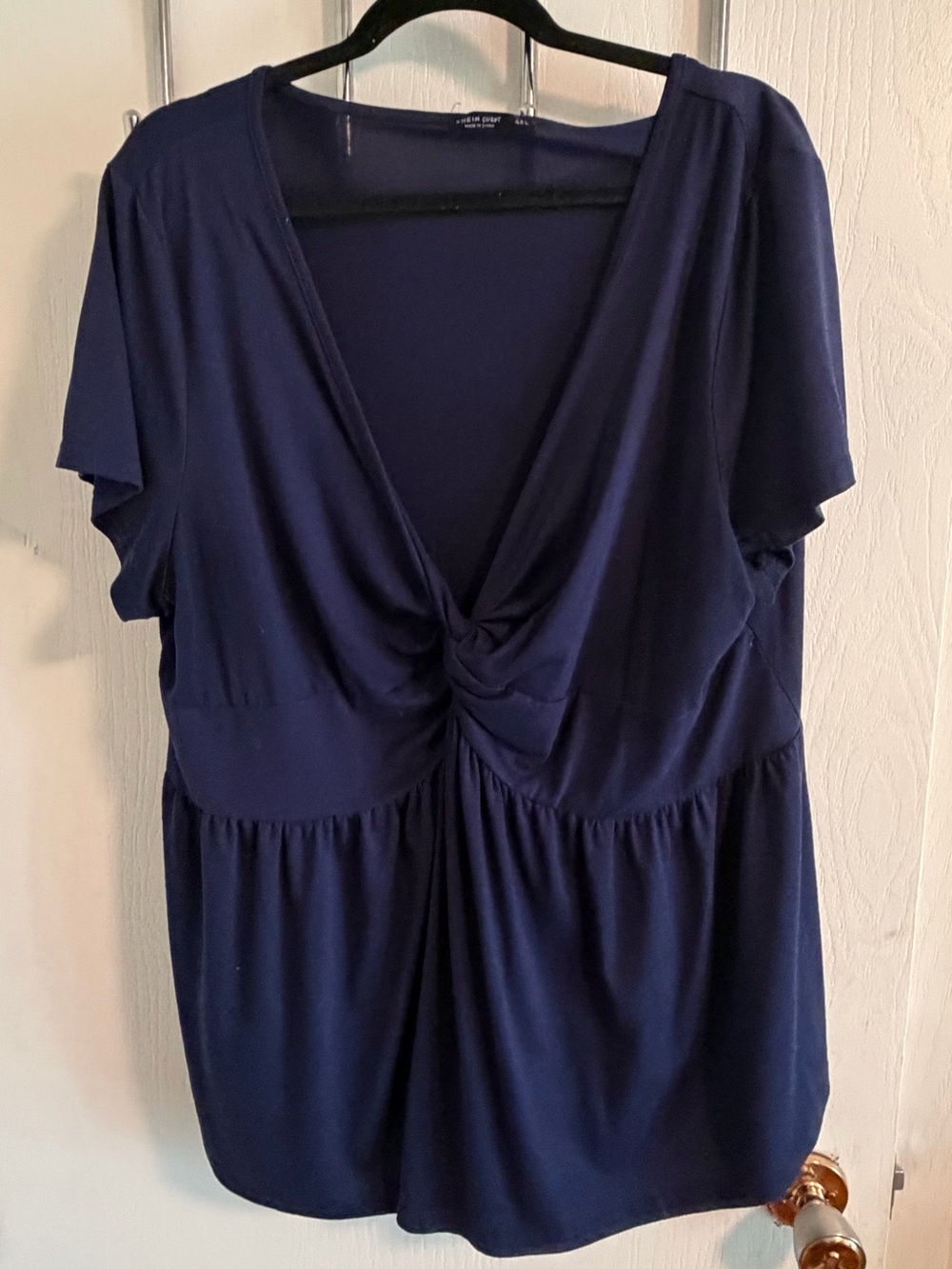 SHEIN Navy Twist-Front Short Sleeve Blouse